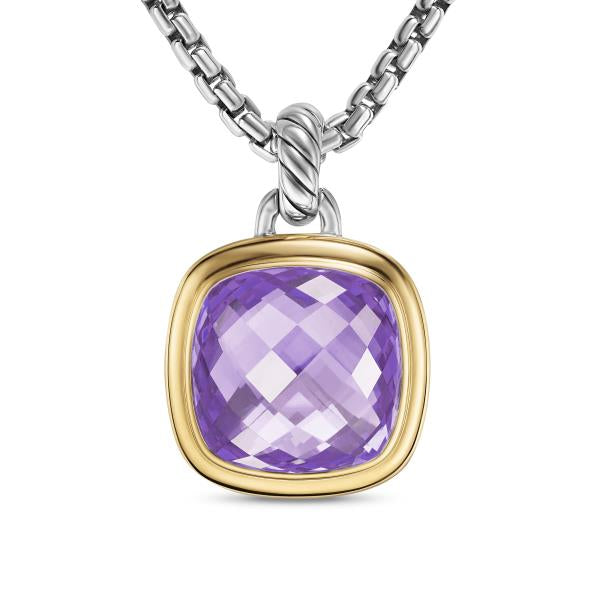 Albion Pendant in Sterling Silver with 18K Yellow Gold and Amethyst, 15mm
