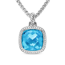 Load image into Gallery viewer, Albion Pendant in Sterling Silver with Blue Topaz and Diamonds, 15mm

