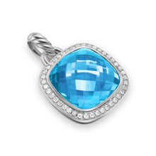 Load image into Gallery viewer, Albion Pendant in Sterling Silver with Blue Topaz and Diamonds, 15mm
