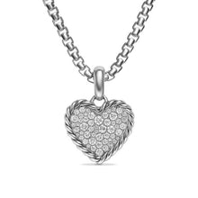 Load image into Gallery viewer, Pave Heart Amulet in Sterling Silver with Diamonds, 15.6mm
