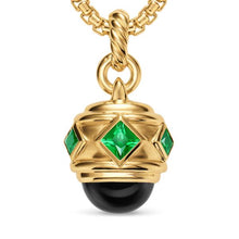 Load image into Gallery viewer, Renaissance Amulet in 18K Yellow Gold with Black Onyx and Tsavorites, 29mm
