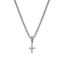 Load image into Gallery viewer, Micro Pave Cross Amulet in Sterling Silver with Diamonds, 8mm
