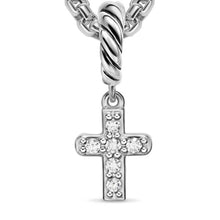 Load image into Gallery viewer, Micro Pave Cross Amulet in Sterling Silver with Diamonds, 8mm
