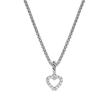 Load image into Gallery viewer, Micro Pave Open Heart Amulet in Sterling Silver with Diamonds, 6.8mm
