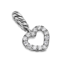 Load image into Gallery viewer, Micro Pave Open Heart Amulet in Sterling Silver with Diamonds, 6.8mm
