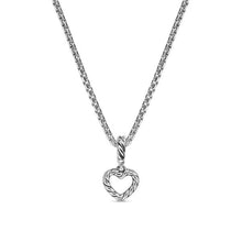 Load image into Gallery viewer, Micro Pave Open Heart Amulet in Sterling Silver with Diamonds, 6.8mm
