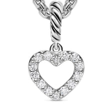 Load image into Gallery viewer, Micro Pave Open Heart Amulet in Sterling Silver with Diamonds, 6.8mm
