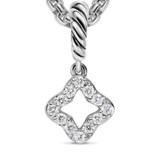 Load image into Gallery viewer, Micro Pave Quatrefoil Amulet in Sterling Silver with Diamonds, 7.4mm
