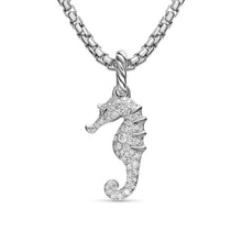 Load image into Gallery viewer, Seahorse Amulet in Sterling Silver with Diamonds, 22mm
