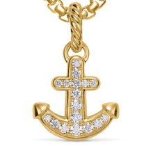 Load image into Gallery viewer, Anchor Amulet in 18K Yellow Gold with Diamonds, 14.5mm

