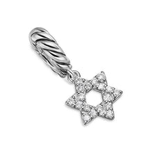Load image into Gallery viewer, Micro Pave Star of David Amulet in Sterling Silver with Diamonds, 7.4mm
