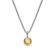 Mini Cushion Cut Amulet in Sterling Silver with 14K Yellow Gold and Champagne Citrine, 7.6mm