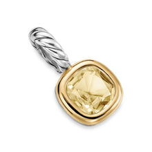 Load image into Gallery viewer, Mini Cushion Cut Amulet in Sterling Silver with 14K Yellow Gold and Champagne Citrine, 7.6mm
