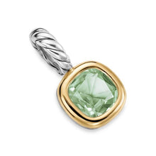 Load image into Gallery viewer, Mini Cushion Cut Amulet in Sterling Silver with 14K Yellow Gold and Prasiolite, 7.6mm
