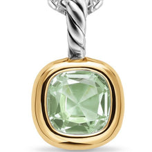 Load image into Gallery viewer, Mini Cushion Cut Amulet in Sterling Silver with 14K Yellow Gold and Prasiolite, 7.6mm
