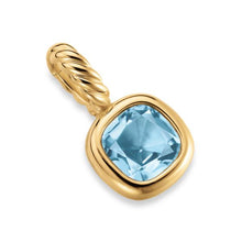 Load image into Gallery viewer, Mini Cushion Cut Amulet in 18K Yellow Gold with Sky Blue Topaz, 7.6mm
