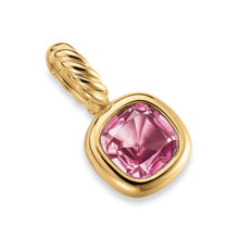 Load image into Gallery viewer, Mini Cushion Cut Amulet in 18K Yellow Gold with Pink Tourmaline, 7.6mm
