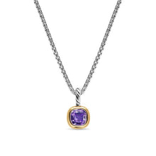 Load image into Gallery viewer, Mini Cushion Cut Amulet in Sterling Silver with 14K Yellow Gold and Amethyst, 7.6mm
