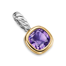 Load image into Gallery viewer, Mini Cushion Cut Amulet in Sterling Silver with 14K Yellow Gold and Amethyst, 7.6mm
