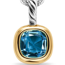 Load image into Gallery viewer, Mini Cushion Cut Amulet in Sterling Silver with 14K Yellow Gold and Hampton Blue Topaz, 7.6mm
