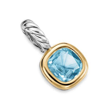 Load image into Gallery viewer, Mini Cushion Cut Amulet in Sterling Silver with 14K Yellow Gold and Sky Blue Topaz, 7.6mm
