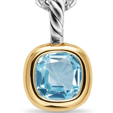 Load image into Gallery viewer, Mini Cushion Cut Amulet in Sterling Silver with 14K Yellow Gold and Sky Blue Topaz, 7.6mm
