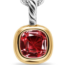 Load image into Gallery viewer, Mini Cushion Cut Amulet in Sterling Silver with 14K Yellow Gold and Rhodolite Garnet, 7.6mm
