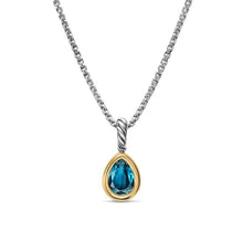 Load image into Gallery viewer, Mini Pear Cut Amulet in Sterling Silver with 14K Yellow Gold and Hampton Blue Topaz, 11mm
