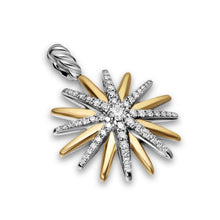 Load image into Gallery viewer, Starburst Amulet in Sterling Silver with 18K Yellow Gold with Diamonds, 25mm
