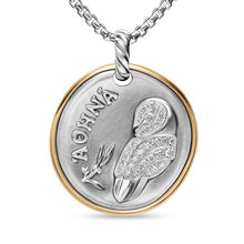 Load image into Gallery viewer, Athena Medallion Amulet in Sterling Silver with 14K Yellow Gold and Diamonds, 29.5mm
