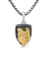 St. Michael Amulet in Sterling Silver with 14K Yellow Gold, 26mm