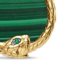 Load image into Gallery viewer, Ouroboros Amulet in 18K Yellow Gold with Malachite and Emeralds, 25mm
