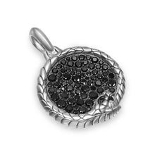 Load image into Gallery viewer, Ouroboros Amulet in Sterling Silver with Black Diamonds, 25mm
