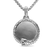 Load image into Gallery viewer, Ouroboros Amulet in Sterling Silver with Black Diamonds, 25mm
