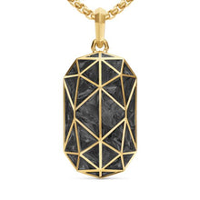 Load image into Gallery viewer, Faceted Amulet in 18K Yellow Gold with Forged Carbon, 36.3mm
