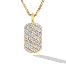 Load image into Gallery viewer, Sculpted Cable Tag in 18K Yellow Gold with Diamonds, 27mm
