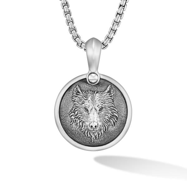 Petrvs Wolf Amulet in Sterling Silver, 30.3mm