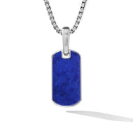 Chevron Tag in Sterling Silver with Lapis Lazuli, 21mm