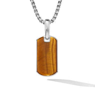 Chevron Tag in Sterling Silver with Tiger's Eye, 21mm