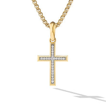 Load image into Gallery viewer, Cross Pendant in 18K Yellow Gold with Diamonds, 24mm

