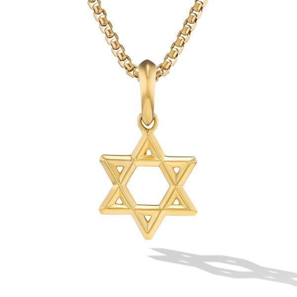 Star of David Pendant in 18K Yellow Gold, 19mm
