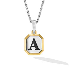 Load image into Gallery viewer, A Initial Amulet in Sterling Silver with 14K Yellow Gold, 17mm
