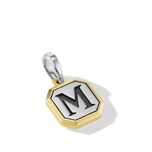 Load image into Gallery viewer, M Initial Amulet in Sterling Silver with 14K Yellow Gold, 17mm
