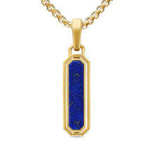 Load image into Gallery viewer, Streamline Inlay Amulet in 18K Yellow Gold with Lapis and Sapphires, 30.7mm
