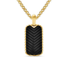 Load image into Gallery viewer, Chevron Tag in 18K Yellow Gold with Black Onyx, 27mm
