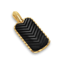 Load image into Gallery viewer, Chevron Tag in 18K Yellow Gold with Black Onyx, 27mm
