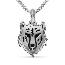 Load image into Gallery viewer, Petrvs  Wolf Amulet in Sterling Silver with Black Diamonds, 26mm
