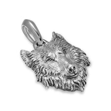 Load image into Gallery viewer, Petrvs  Wolf Amulet in Sterling Silver, 26mm
