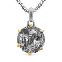 Load image into Gallery viewer, Ares Amulet in Sterling Silver with 18K Yellow Gold, 26.4mm
