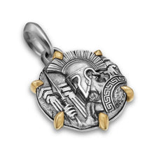 Load image into Gallery viewer, Ares Amulet in Sterling Silver with 18K Yellow Gold, 26.4mm
